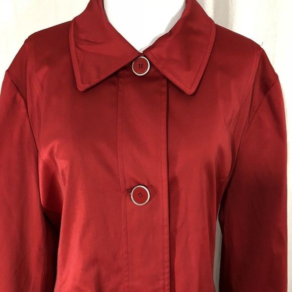 Weatherproof Garment Red Trench Coat Large Buttons - Picture 6 of 6